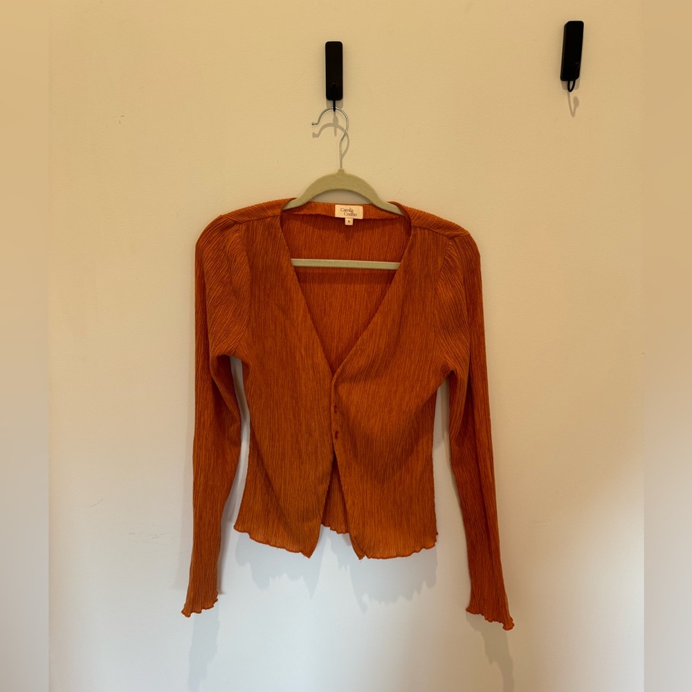 LONG SLEEVE BEACHY WOMENS ORANGE BLOUSE